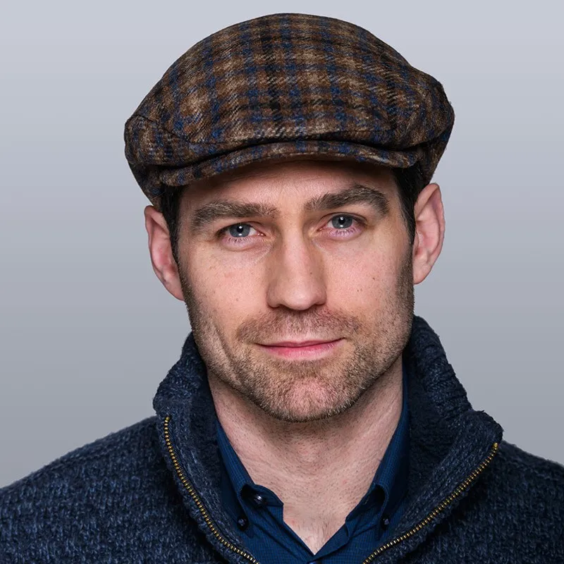 B10222 Blue Irish Tweed Trinity Flat Cap Studio Front View Gaelsong
