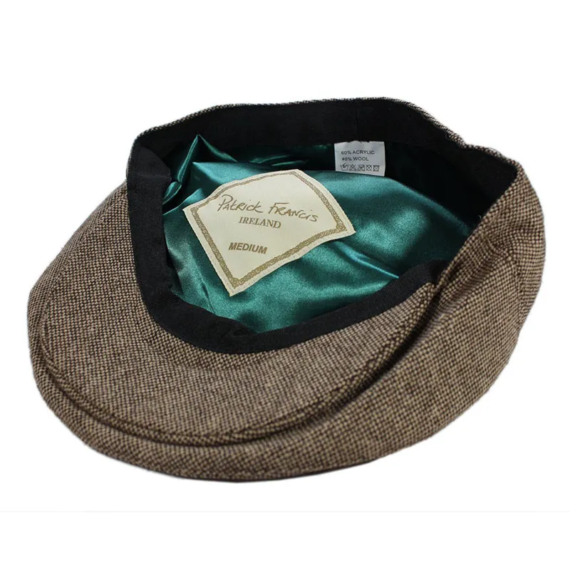 B10227 Mens Celtic Knot Irish Flat Cap in Brown Inside View Gaelsong