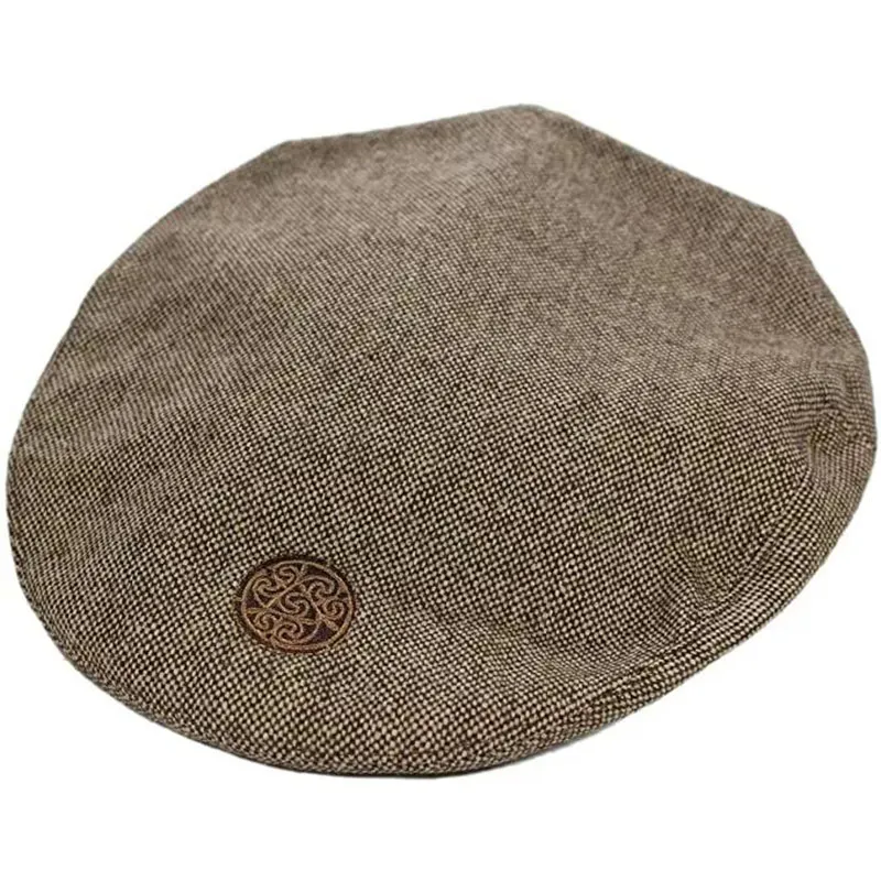 B10227 Mens Celtic Knot Irish Flat Cap in Brown Front View Gaelsong
