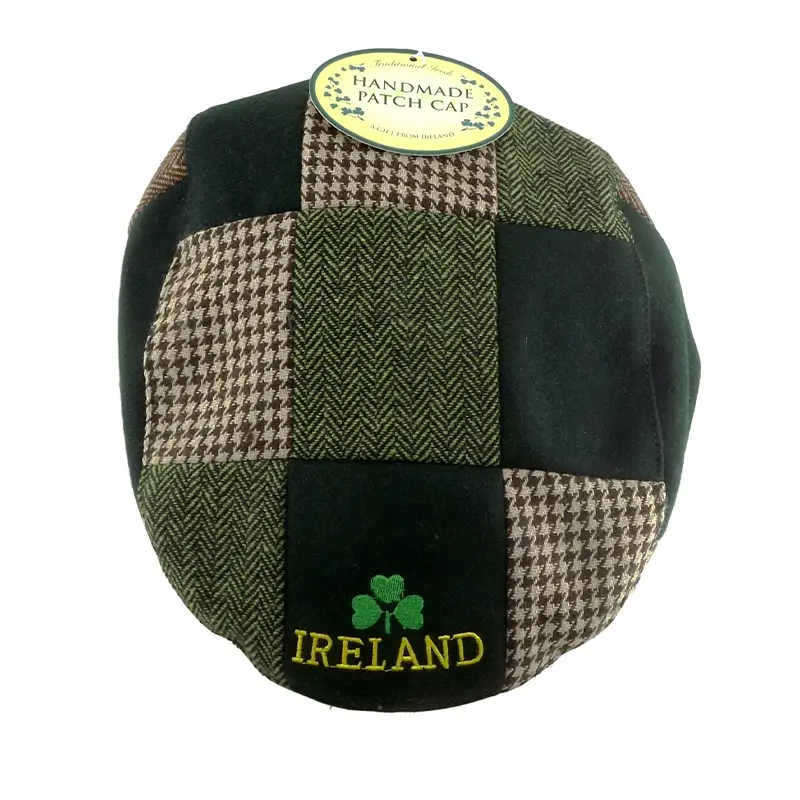 B10232 Handmade Irish Patchwork Flat Cap in Green Gaelsong