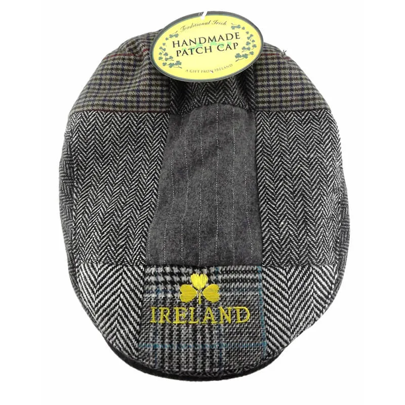 Handmade Irish Patchwork Flat Cap in Grey