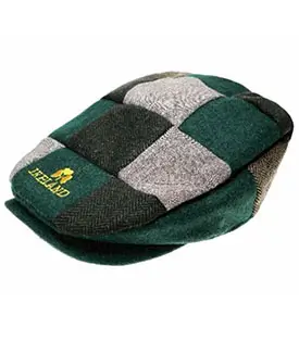 Embroidered Shamrock Patchwork Flat Cap in Green