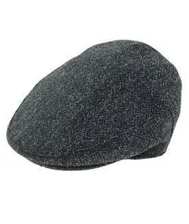 Traditional Harris Tweed Flat Cap - Charcoal