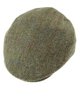 Scottish Harris Tweed Herringbone Flat Cap