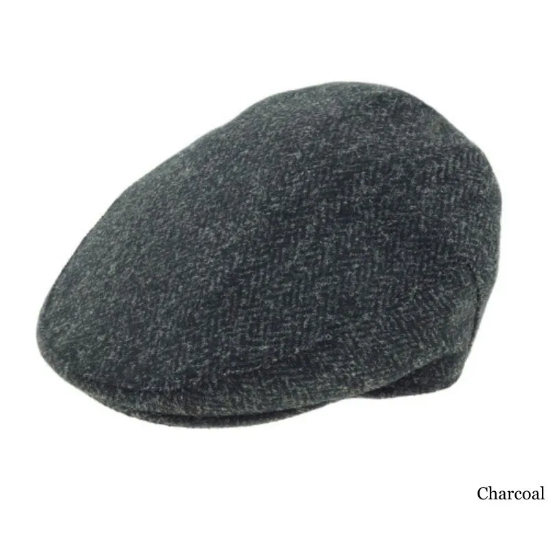 B10241 Traditional Harris Tweed Flat Cap Charcoal Gaelsong