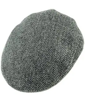 Harris Tweed Scottish Country Cap - Grey Herringbone