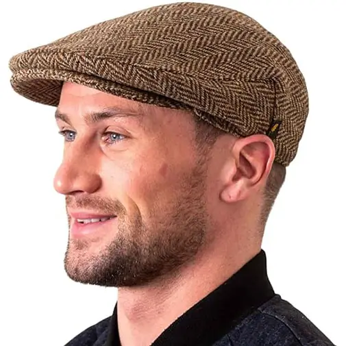 Authentic Irish Wool Flat Cap in Brown Herringbone | Gaelsong