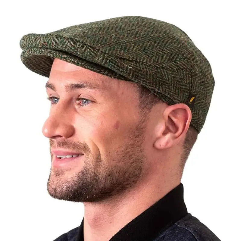 Herringbone Designed Irish Flat Cap Green