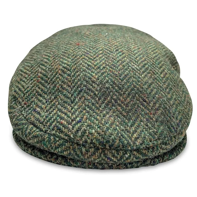 B10246 Herringbone Designed Irish Flat Cap - Green Studio Front View Gaelsong