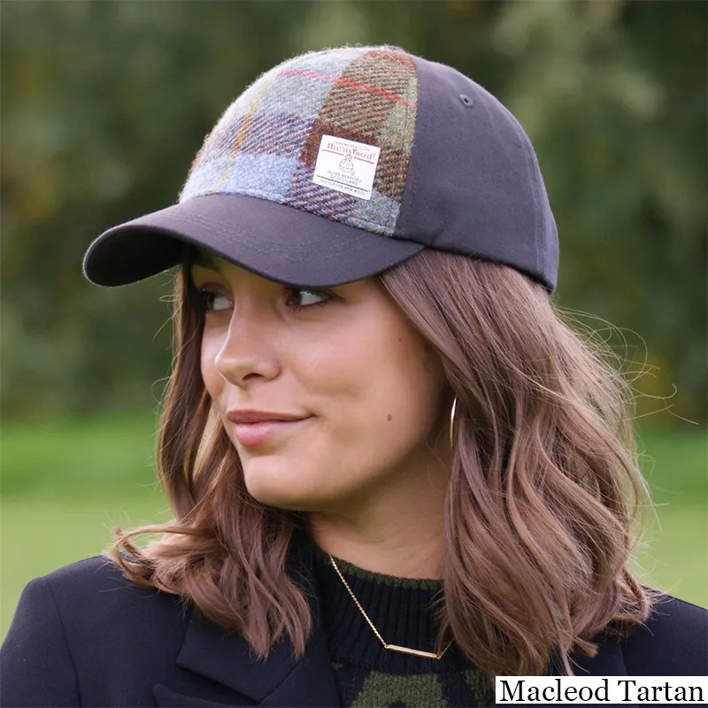 B10254 MACLEOD TARTAN Colour Handwoven Harris Tweed Baseball Cap Lifestyle Gaelsong