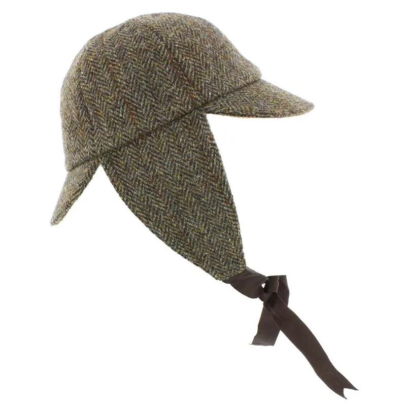 B10267 Handcrafted Harris Tweed Deerstalker Hat Side View Gaelsong