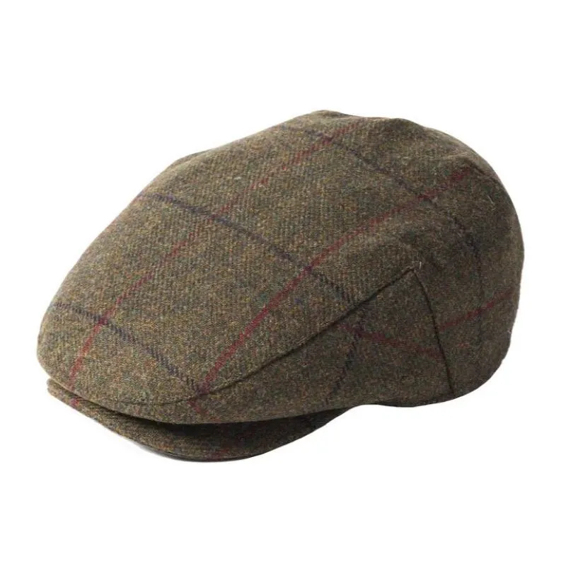 Lovat Tweed Men's Country Flat Cap - Dark Green