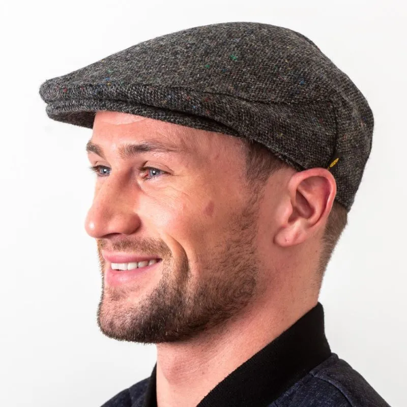 B10284 Men's Donegal Tweed Irish Flat Cap - Charcoal Salt and Pepper Gaelsong