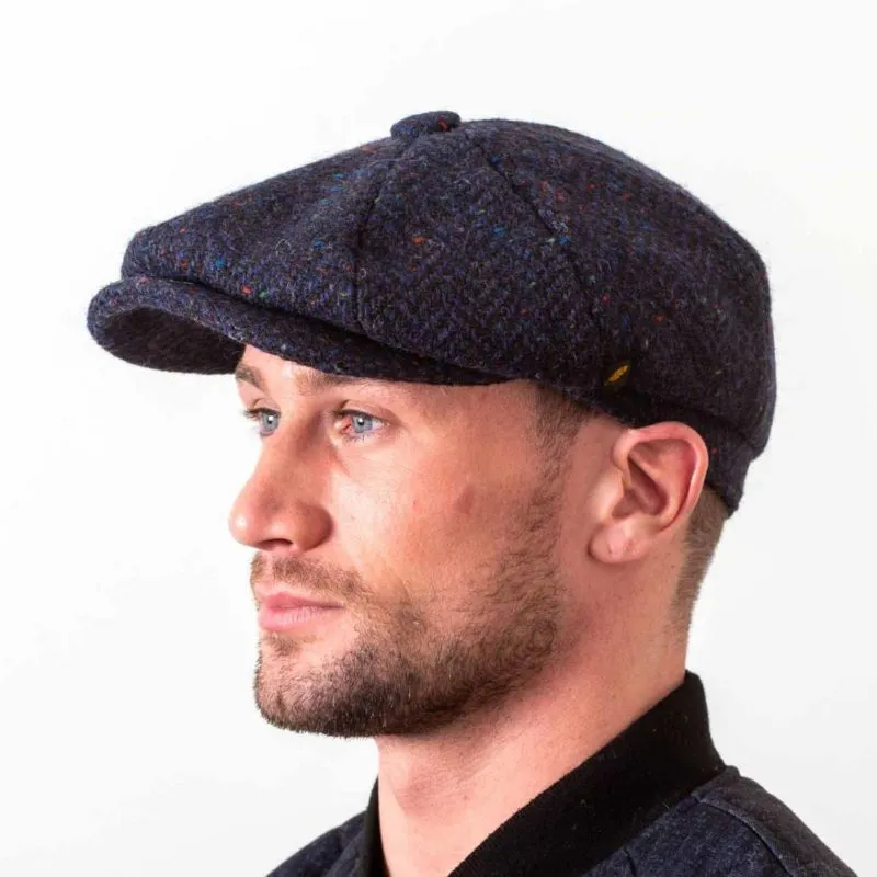 Herringbone Men's Paperboy Hat in Navy