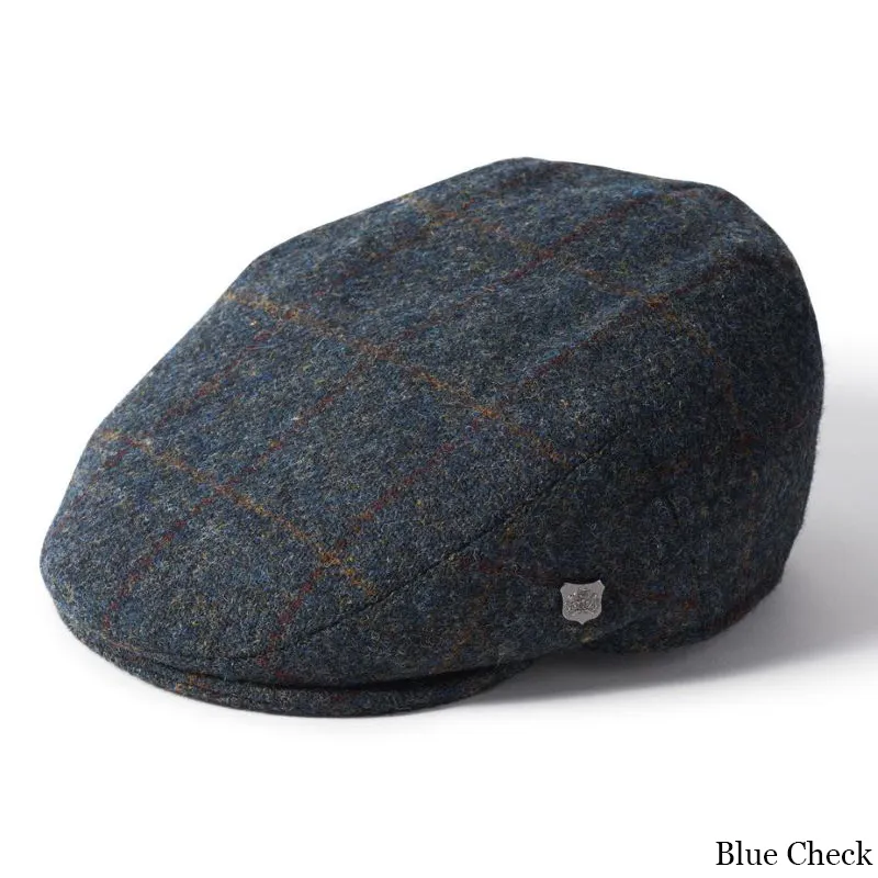 B10296 BLUE Colour Handmade Men's Harris Tweed Flat Cap - Brown Gaelsong