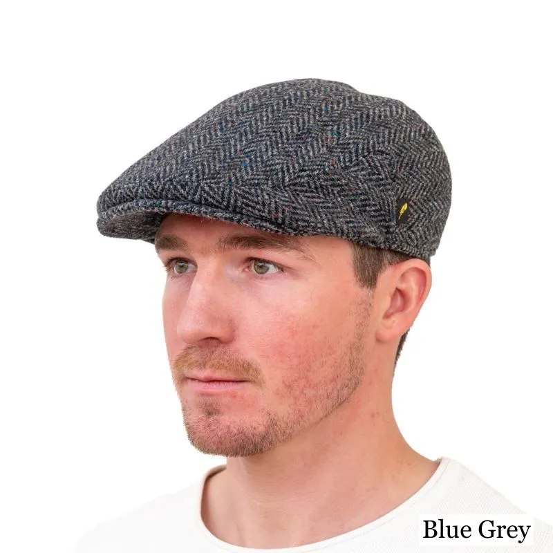 B10297 Donegal Tweed Irish Scally Cap Blue Grey Gaelsong