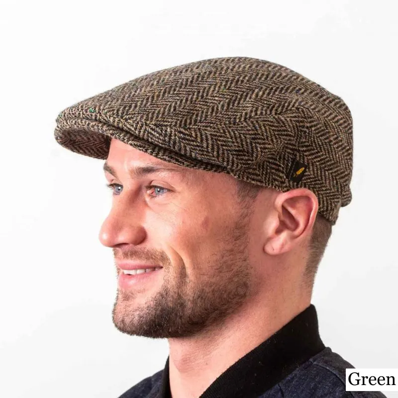B10297 Donegal Tweed Irish Scally Cap Green Gaelsong