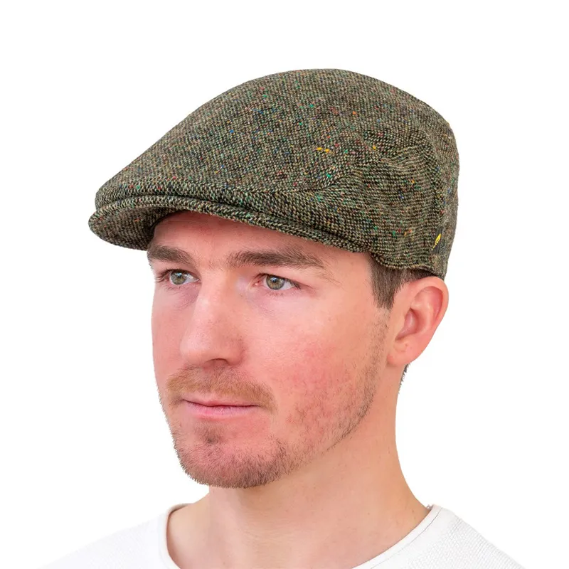 Men's Donegal Tweed Irish Flat Cap - Green Salt & Pepper