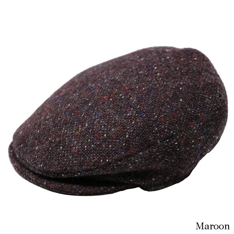 B10305 MAROON Colour Vintage Style English Tweed Flat Cap Gaelsong