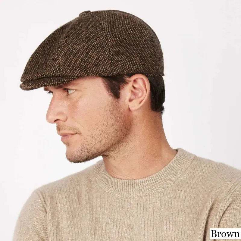 B10307 BROWN Colour Harris Tweed Eight Panel Newsboy Connery Cap Lifestyle Gaelsong