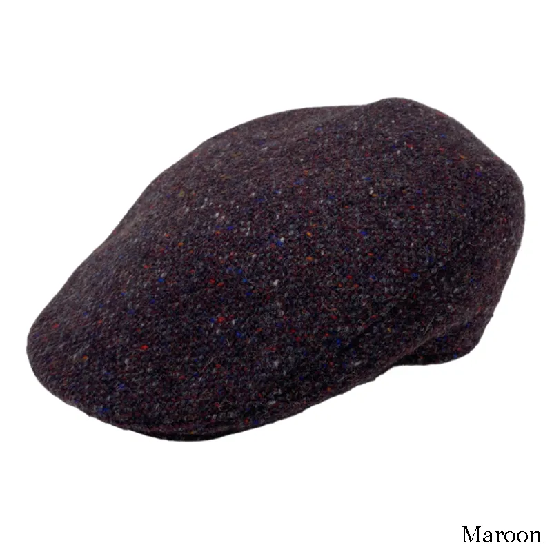 B10308 MAROON Colour Gents' Scottish Harris Tweed Driving Cap Gaelsong