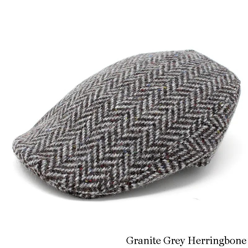 B10308 GRANITE GREY Colour Gents' Scottish Harris Tweed Driving Cap Gaelsong