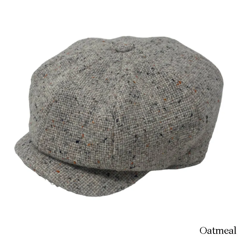 B10309 OATMEAL Colour Handwoven Genuine Harris Tweed Shelby Cap Gaelsong