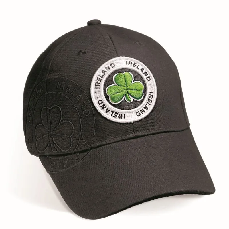 B10323 BLACK Irish Shamrock Baseball Hat with Embroidery Gaelsong