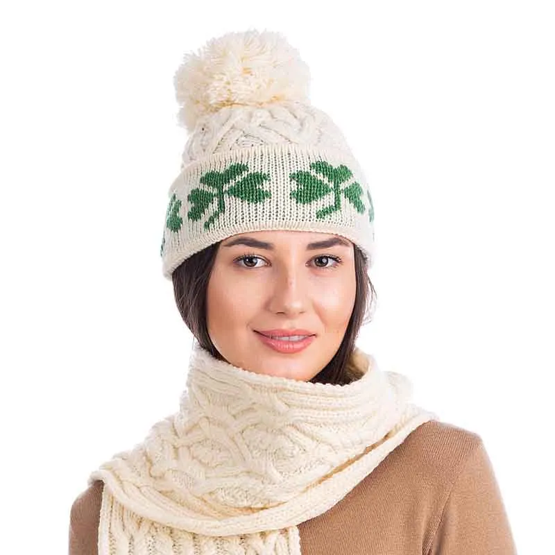 Shamrock Knit Aran Bobble Hat