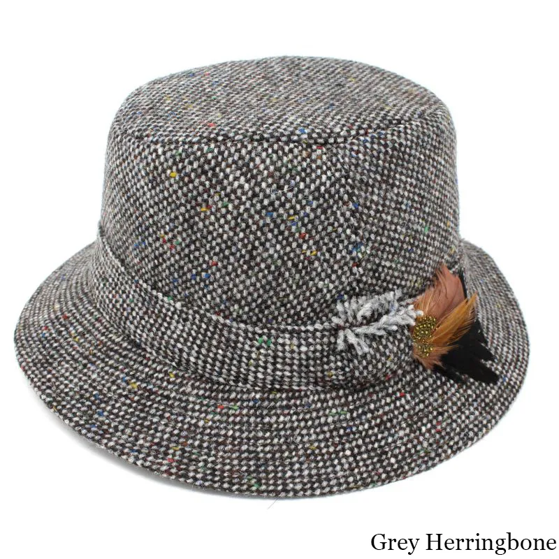 B10333 GREY Colour Handcrafted Harris Tweed Irish Walking Hat Gaelsong