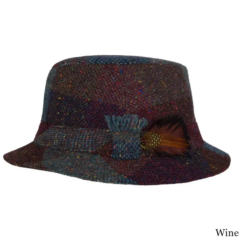 B10333 WINE Colour Handcrafted Harris Tweed Irish Walking Hat Gaelsong
