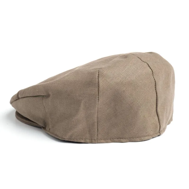  B10334 KHAKI Colour Ladies Irish Linen Vintage Style Flat Cap Back Side Gaelsong