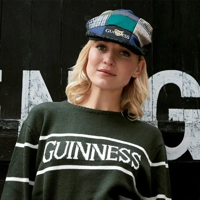 Guinness Embroidered Irish Patchwork Flat Cap for Women