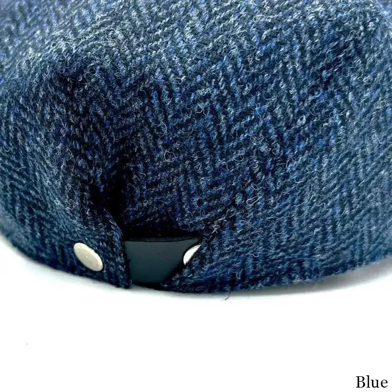 B10336 BLUE Colour Handmade Harris Tweed Herringbone Flat Cap Closeup ViewGaelsong