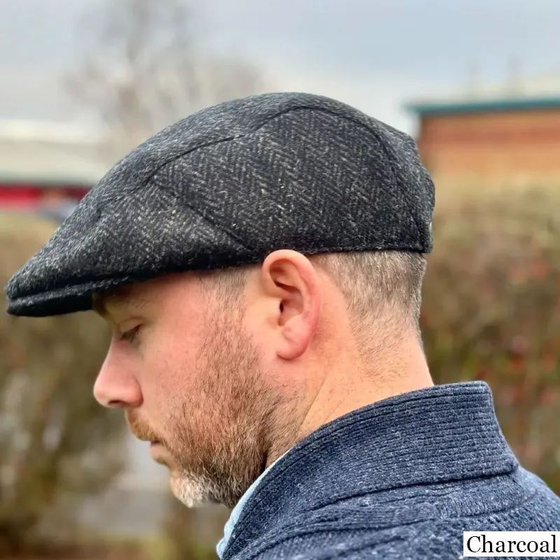 Handmade Harris Tweed Herringbone Flat Cap