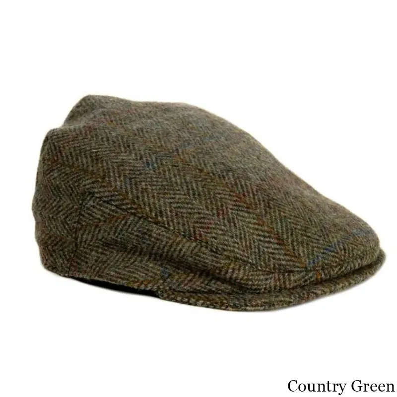 B10336 COUNTRY GREEN Colour Handmade Harris Tweed Herringbone Flat Cap Gaelsong