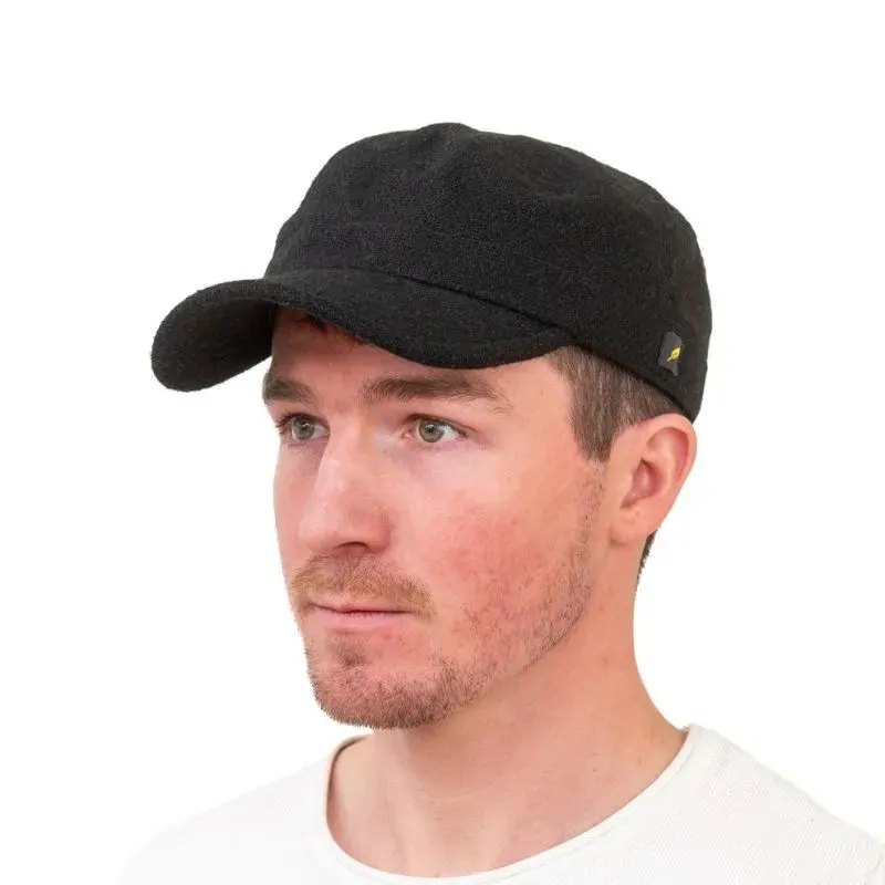 B10339 Irish Donegal Tweed Herringbone Cadet Cap Black Gaelsong