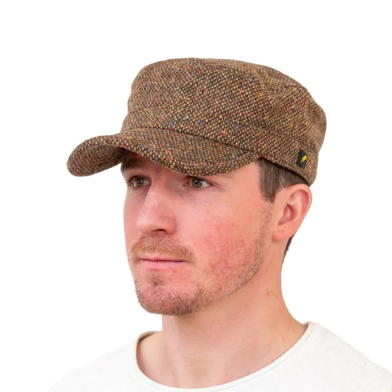 B10340 Genuine Irish Kerry Tweed Cadet Cap Brown Gaelsong