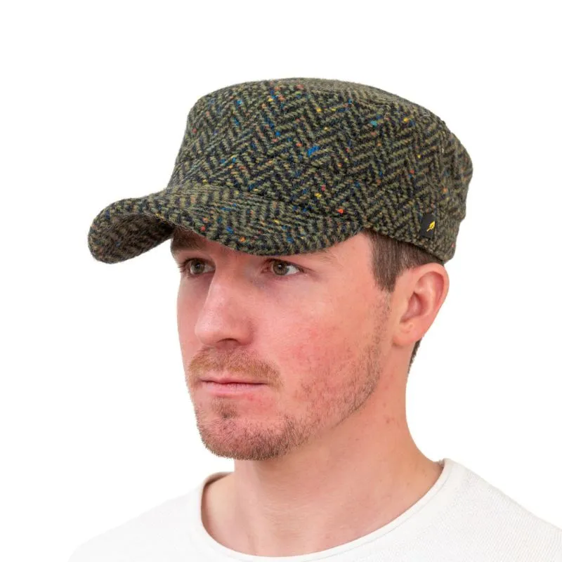 B10340 Genuine Irish Kerry Tweed Cadet Cap Green Gaelsong