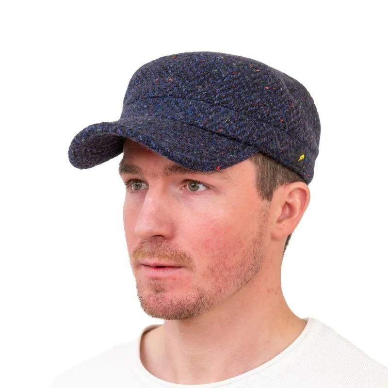 B10340 Genuine Irish Kerry Tweed Cadet Cap Navy Gaelsong
