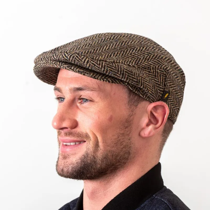 B10341 Donegal Tweed Dublin Style Flat Cap Brown Gaelsong