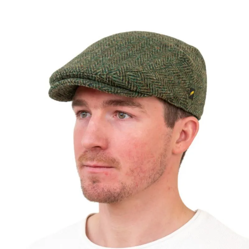 B10341 Donegal Tweed Dublin Style Flat Cap Green Gaelsong