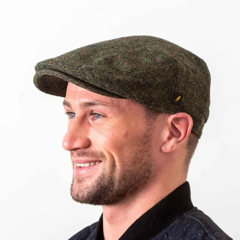B10341 Donegal Tweed Dublin Style Flat Cap Green Salt Pepper Gaelsong