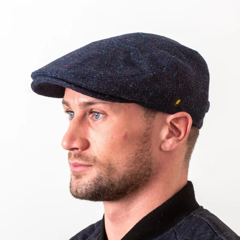 B10341 Donegal Tweed Dublin Style Flat Cap Navy Gaelsong