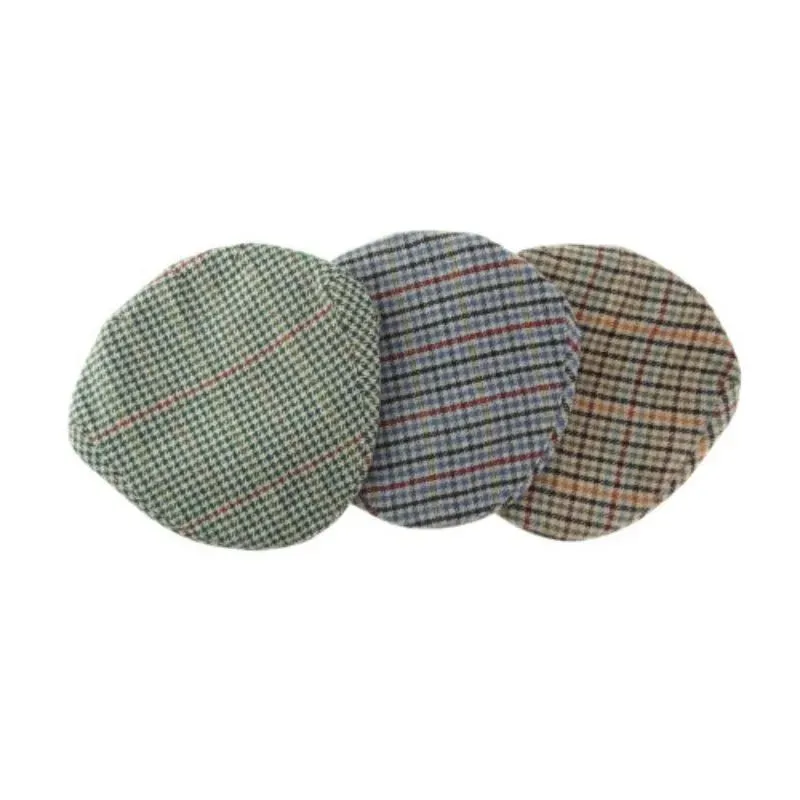 B10343 Men's Checkered Irish Wool Flat Cap Gaelsong