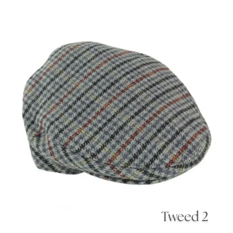 B10343 Men's Checkered Irish Wool Flat Cap Tweed 2 Gaelsong