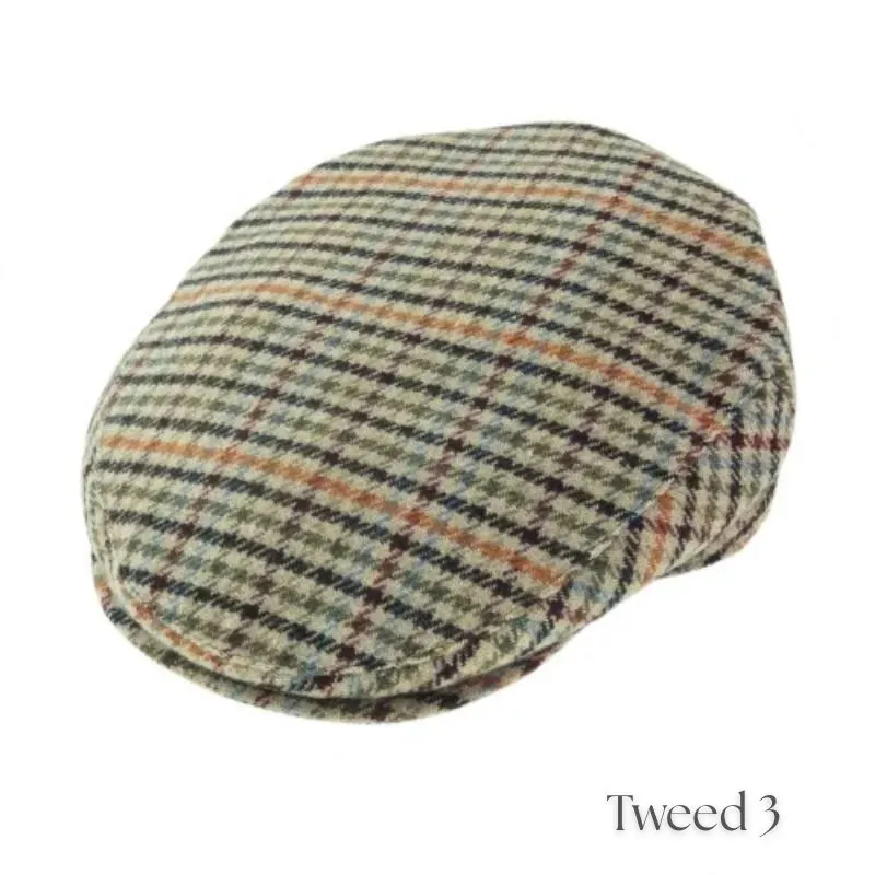 B10343 Men's Checkered Irish Wool Flat Cap Tweed 3 Gaelsong