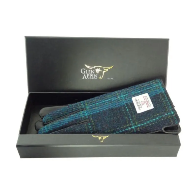 Turquoise Tartan Harris Tweed & Leather Gloves Turquoise Tartan Harris Tweed & Leather Gloves