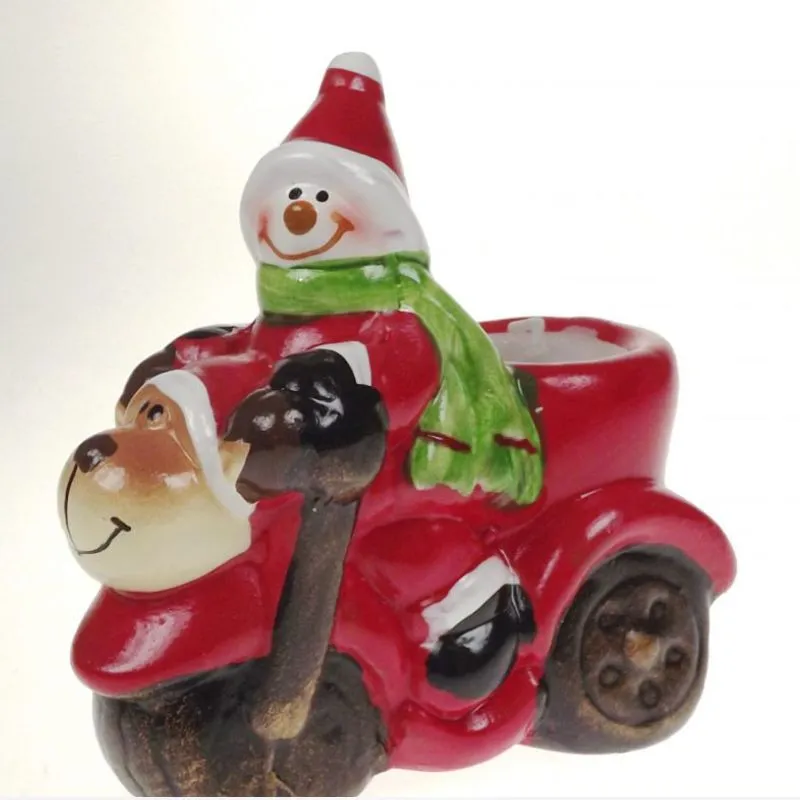 Porcelain Christmas Snowman Candle Holder