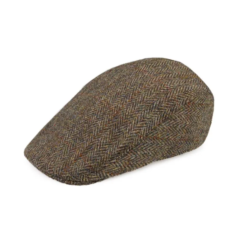 B10351 Handmade Men's Harris Tweed Scottish Touring Cap Brown Gaelsong